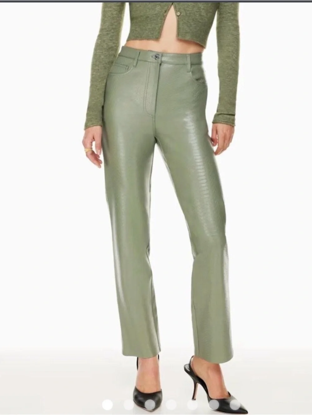 Wilfred Sage Green Faux Leather Waistband‎ Pants